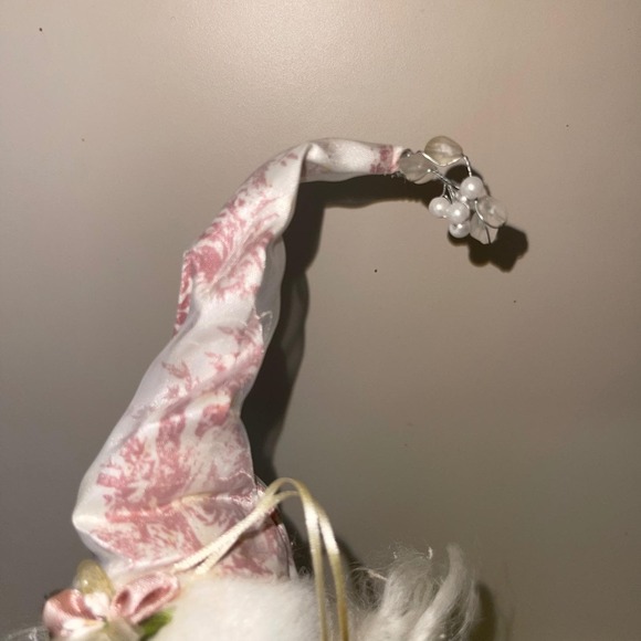 Vintage Dillard's Trimmings Pink Santa Figurine w/ Box Shabby Chic Toile - Picture 5 of 16